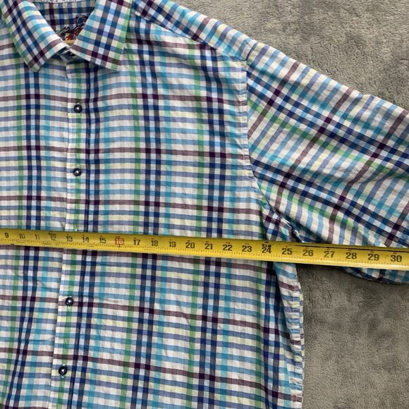 Robert Graham Shirt Men 1XLT XL Tall Short Sleeve Plaid Check Button Up Casual - Picture 3 of 9